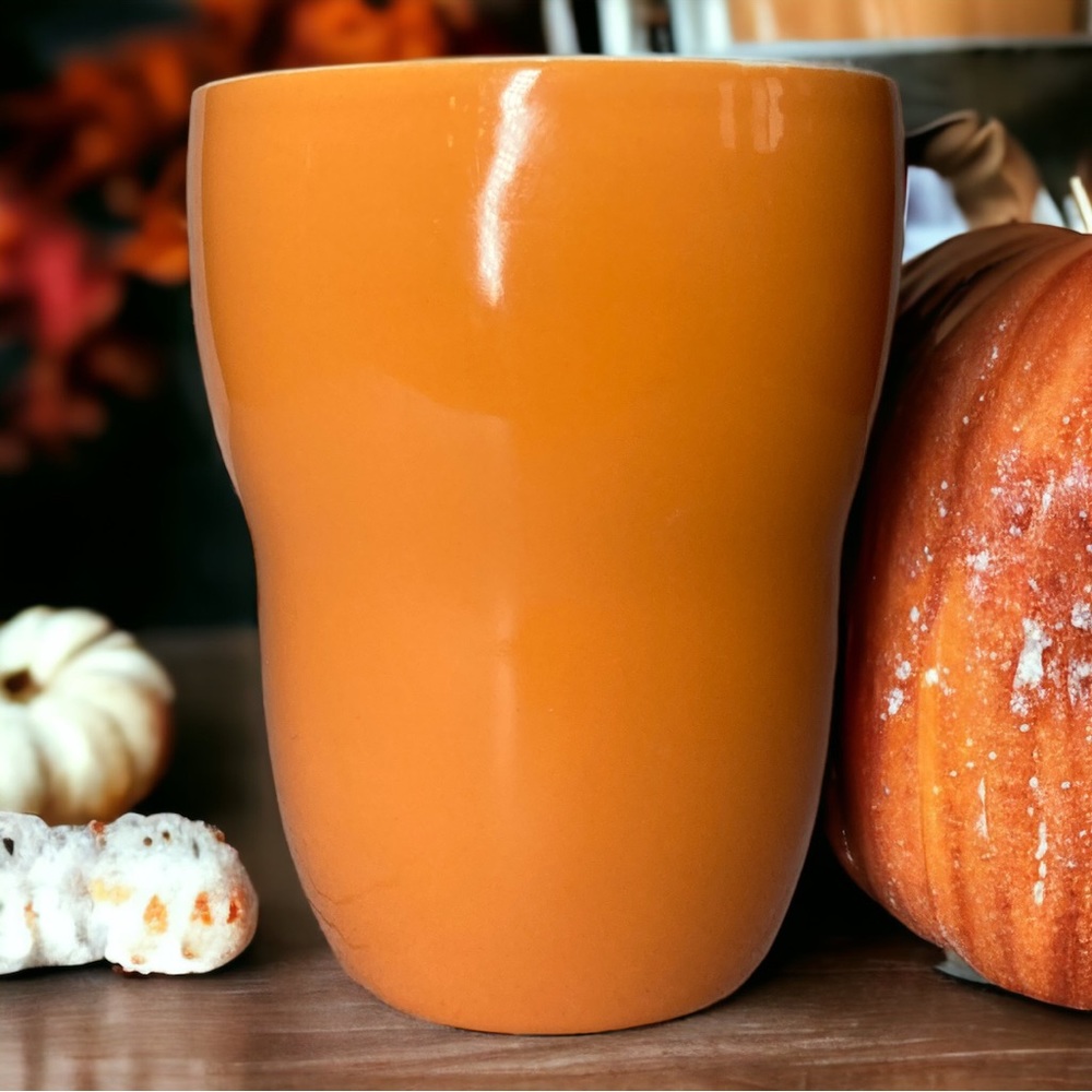 2008 Collectible Starbucks Orange No Handle Ceramic Mug Cup by Alda - 8 oz.